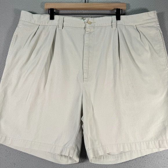 Vintage Polo Ralph Lauren Chino Shorts‎ Mens 46 Beige Classic Pleated Preppy Y2K - Picture 1 of 15